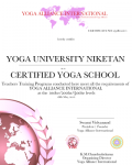 Yoga Niketan Russia Certificate